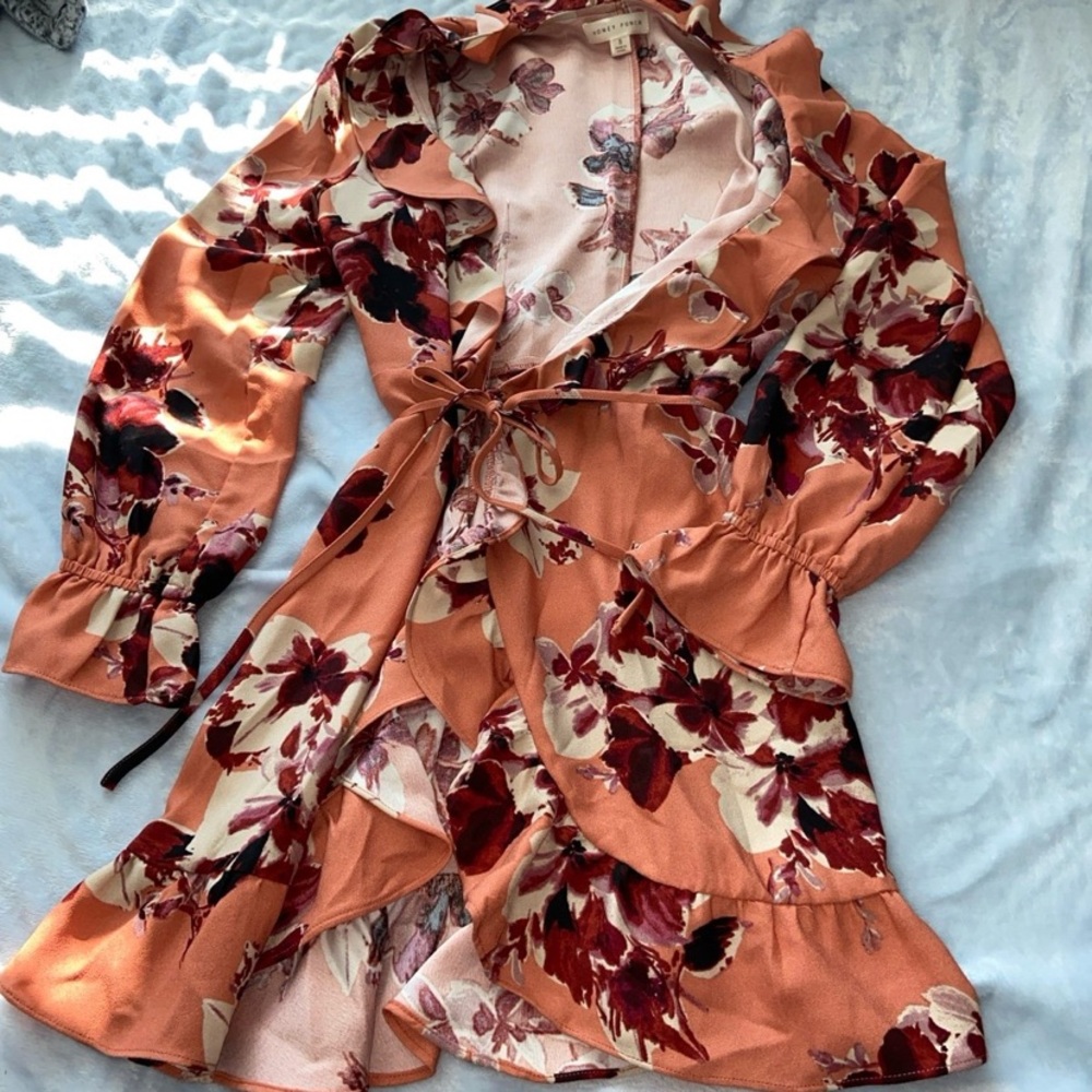 Honey punch orange floral dress